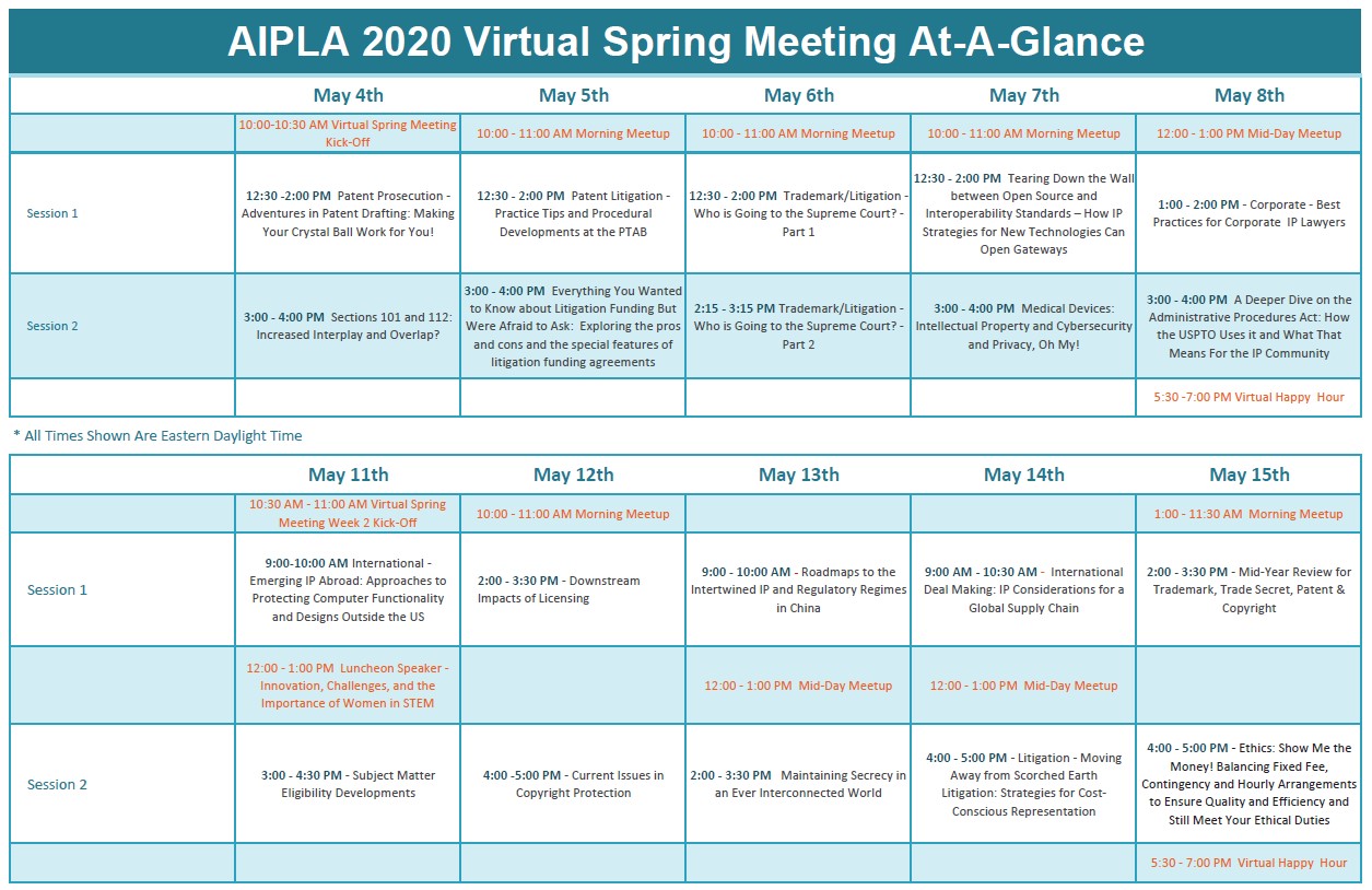 2020 AIPLA Spring Meeting Program & Agenda AIPLA